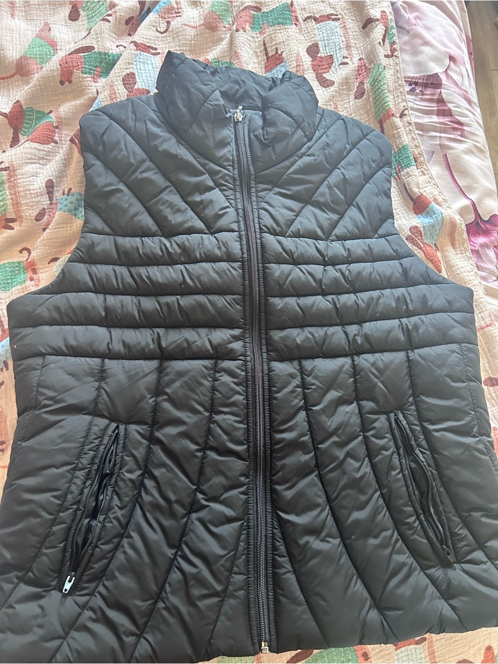 Black Quilted Zip-Up Puffer Vest